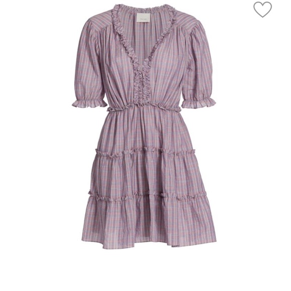 cinq a sept Dresses & Skirts - cinq a sept Lavender and Pink Striped Ruffle Mini Dress